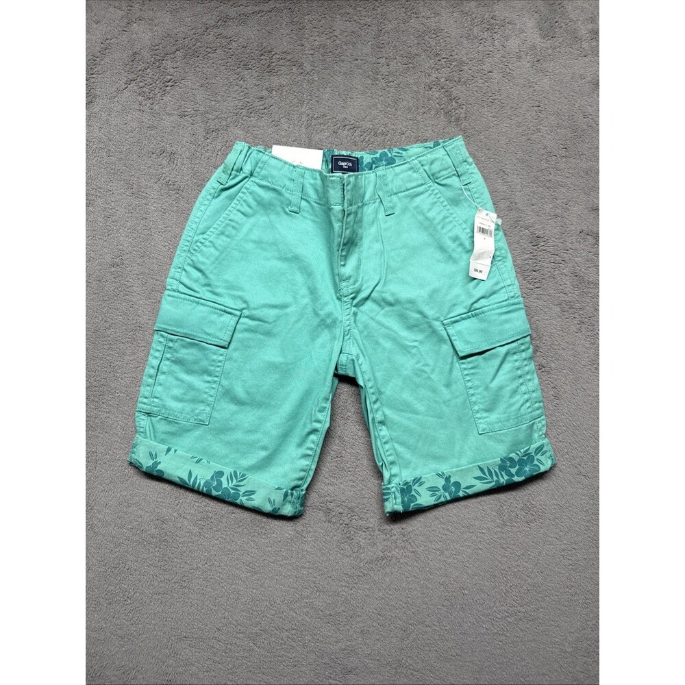 GAP Kids Boys Size 8 Teal Cargo New NWT Elastic Waist Draw String Floral